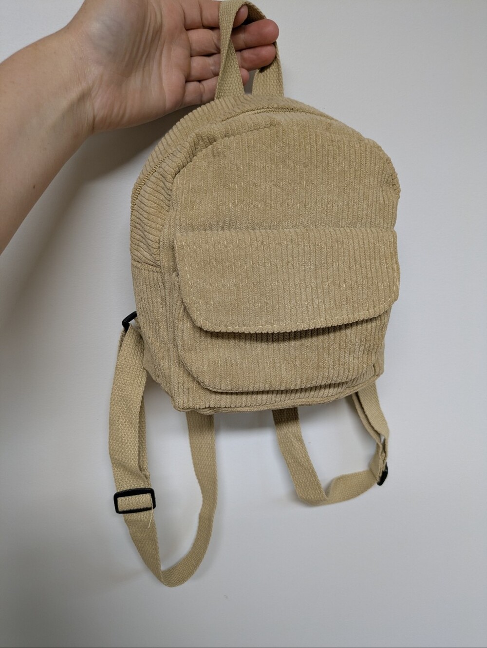 Corduroy Mini Backpack in Beige/Cream By Avenue 9